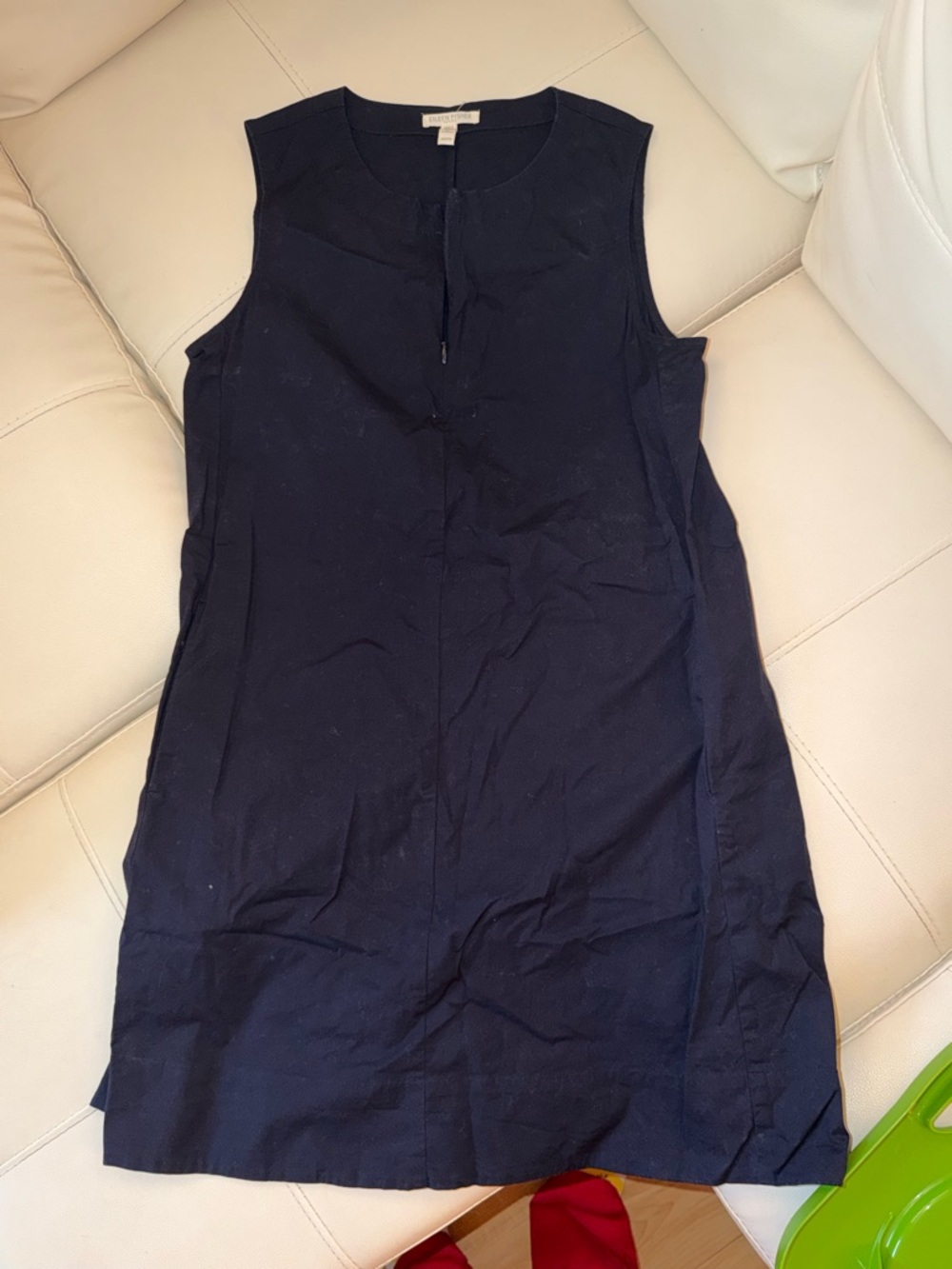 Eileen Fisher Petite Dark Navy Round-Neck Blouse